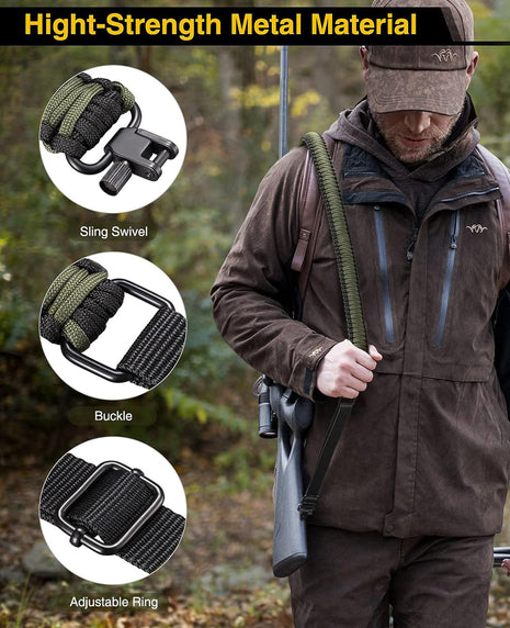 High Quality Rifle Sling with Adjustable Ring and Sling Swivels
