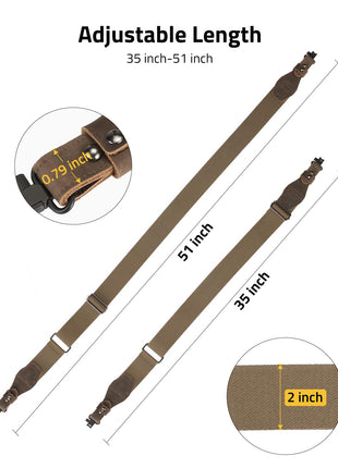 CVLIFE rifle sling featuring adjustable length, 35 inch x 51 inch x 0.79 inch in brown