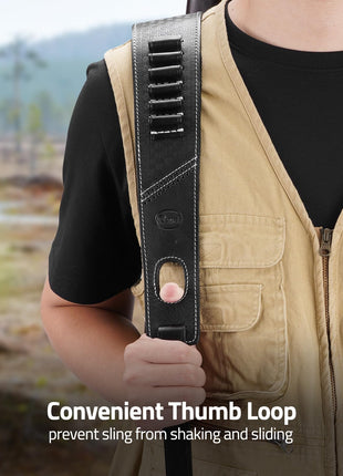 CVLIFE Rifle Sling featuring convenient thumb loop prevent sling from shaking and sliding in black