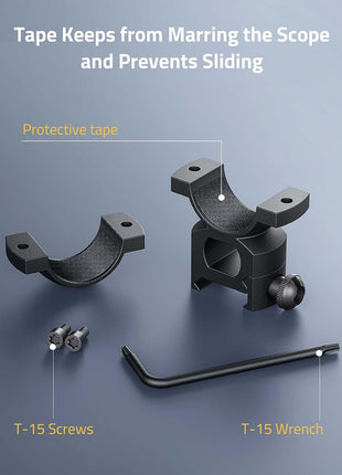 Picatinny Rail Scope Rings with Tape to Prevent Sliding
