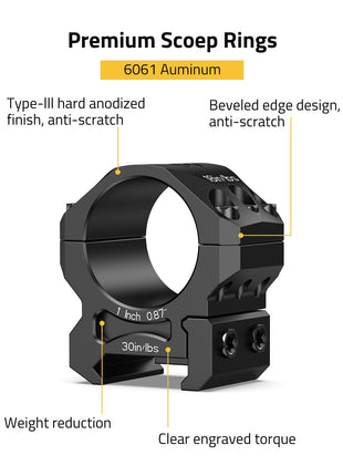 CVLIFE Scope Rings featuring type-lll hard anodized beveled edge design finish, anti-scratch 1inch x 0.87inch