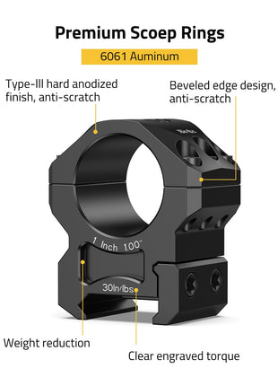 CVLIFE Scope Rings featuring type-lll hard anodized beveled edge design finish, anti-scratch 1inch x 1.00inch