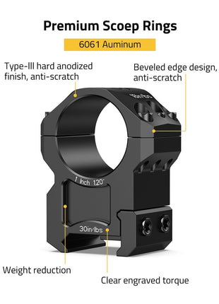 CVLIFE Scope Rings featuring type-lll hard anodized beveled edge design finish, anti-scratch 1inch x 1.20inch