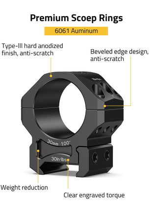 CVLIFE Scope Rings featuring type-lll hard anodized beveled edge design finish, anti-scratch 30mm x 1.00 inch