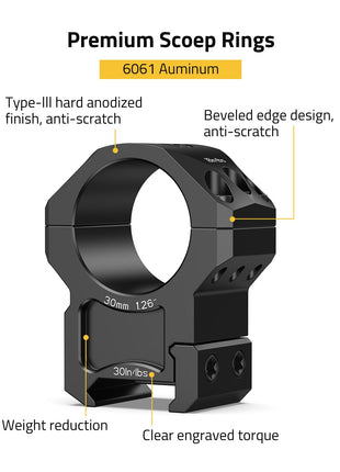 CVLIFE Scope Rings featuring type-lll hard anodized beveled edge design finish, anti-scratch 30mm x 1.26inch