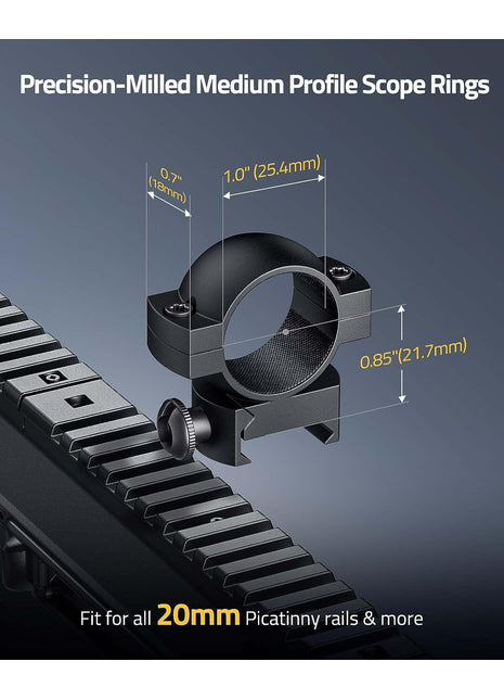Precision-milled Medium Profile Scope Rings