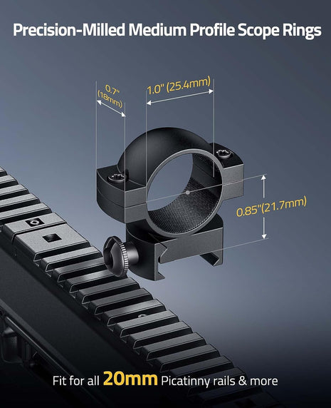 Precision-milled Medium Profile Scope Rings