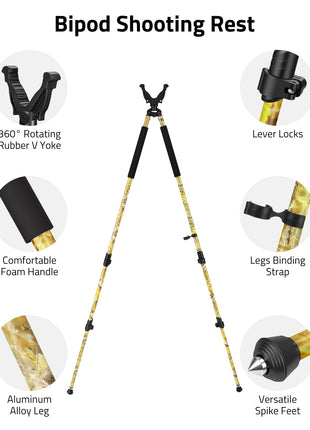 CVLIFE Shooting Bipod featuring bipod shooting rest in leaf camo