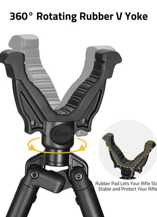 CVLIFE Shooting Bipod featuring rubber pad lets your rifle stay in black