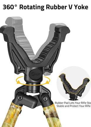 CVLIFE Shooting Bipod featuring rubber pad lets your rifle stay in leaf camo