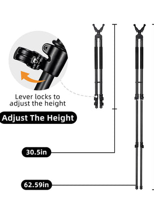 30-62 Inches Adjustable Height Bipod Shooting Rest with Lever Lock