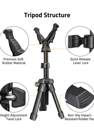 Adjustable Height Rifle Shooting Tripod Structure
