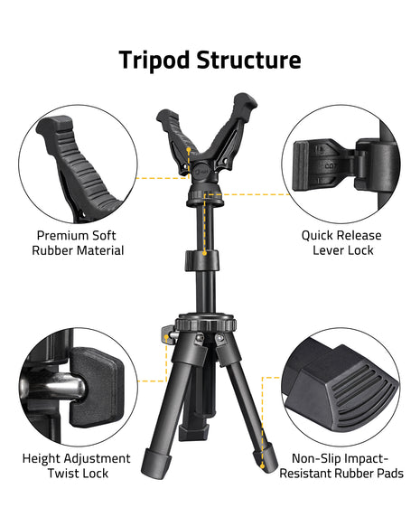 Adjustable Height Rifle Shooting Tripod Structure
