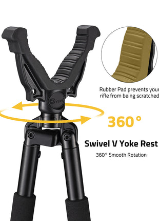Hunting Bipods with Swivel 360° V Yoke Rest