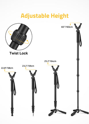 Shooting Stick Hunting Tripod with Adjustable Height