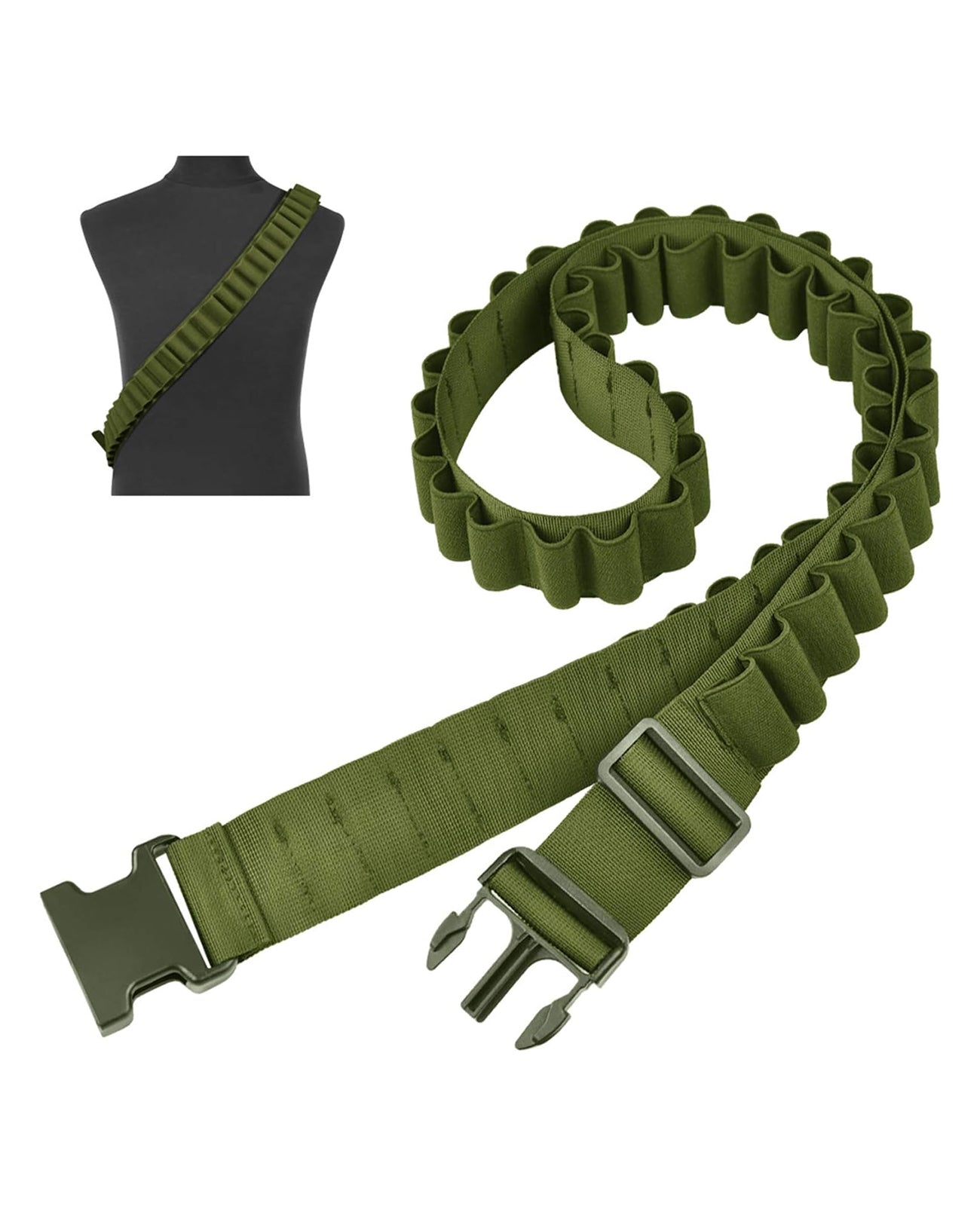 CVLIFE Shotgun Shell Bandolier for 12GA or 20 Gauge Adjustable Nylon S