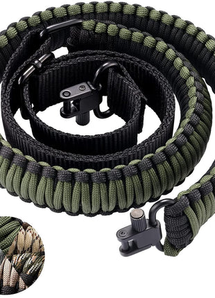 CVLIFE Shotgun Sling 550 Paracord Sling Tri-Lock Swivel in dark green