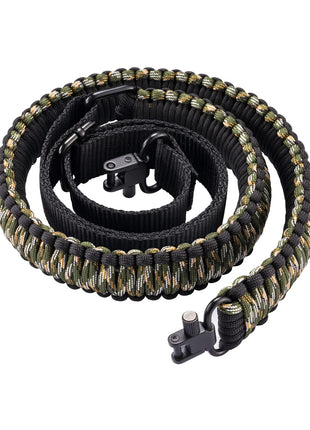 CVLIFE Shotgun Sling 550 Paracord Sling Tri-Lock Swivel in camo green