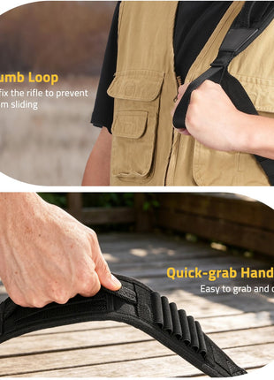 CVLIFE Holders Rifle Sling featuring thumb loop can fix the rifle to prevent in black