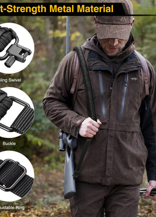 CVLIFE Shotgun Sling 550 Paracord Sling Tri-Lock Swivel featuring hight-strength metal material sling swivel in black