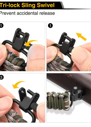 CVLIFE Shotgun Sling 550 Paracord Sling Tri-Lock Swivel featuring tri-locksling swivel prevent accidental release in camo