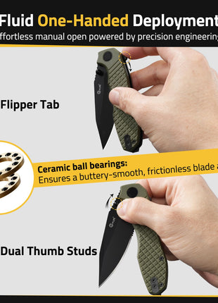 CVLIFE Steel Blade featuring ceramic ball bearings ensures a buttery-smooth, frictionless blade action in green
