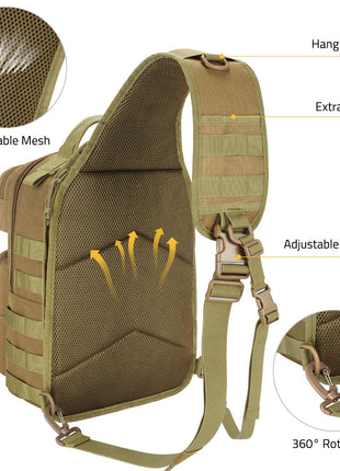 CVLIFE Tactical Bag featuring extra room breathablemesh adjustable buckle in khaki