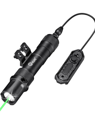 CVLIFE Tactical Flashlight 1900 Lumens Green Laser Light Combo for M-Rail