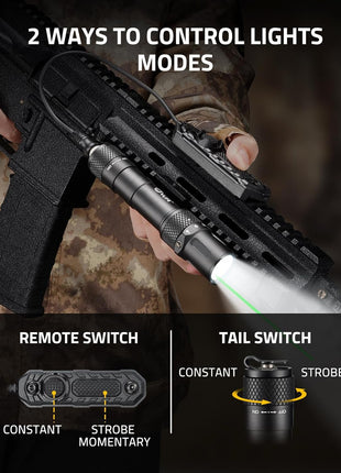 Tactical Flashlight with Remote Switch and Tail Switch
