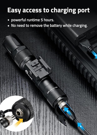 Tactical Light with Laser Support Plug-in Charging