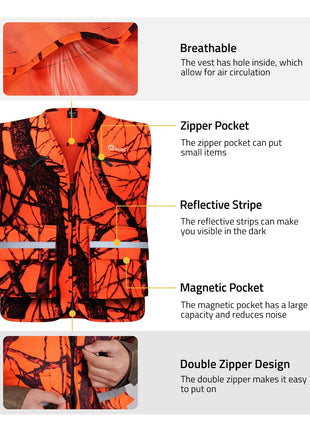 CVLIFE two magnetic pockets featuring capacity and reduces noise double zipper design Large