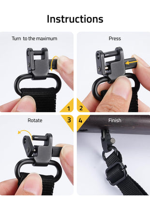 CVLIFE Two Point Rifle Sling featuring turn to the maximum press