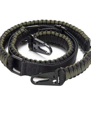 camo Green Two Point Slings 550 Paracord Adjustable Strap with Metal Hook and Solid Swivels