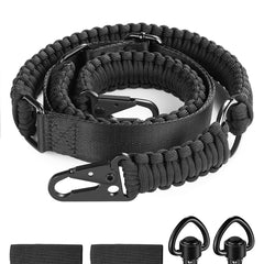 Black Two Point Slings 550 Paracord Adjustable Strap with Metal Hook and Solid Swivels
