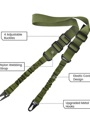 2 Point Sling with Adjustable Buckles and Upgraded Metal Hooks