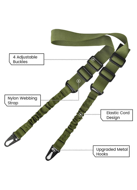 2 Point Sling with Adjustable Buckles and Upgraded Metal Hooks