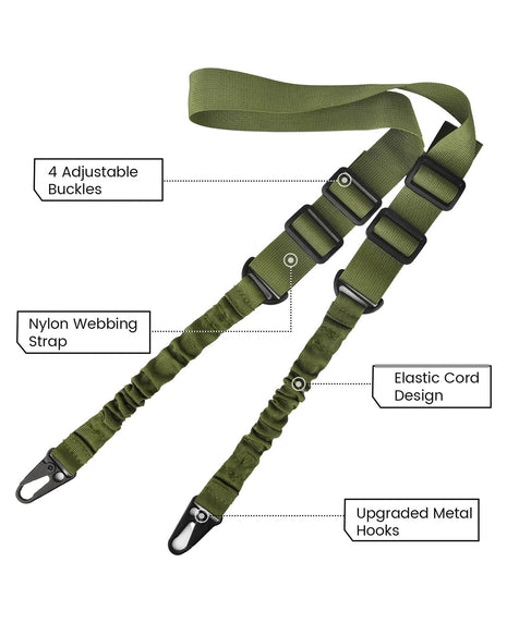 2 Point Sling with Adjustable Buckles and Upgraded Metal Hooks