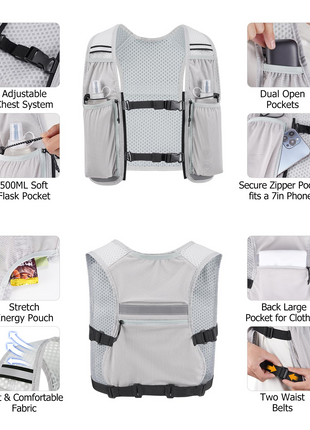 CVLIFE Unisex Running Vest 35 47 featuring adjustable dual open chest system