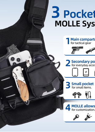 CVLIFE vest featuring molle system main compartment Large