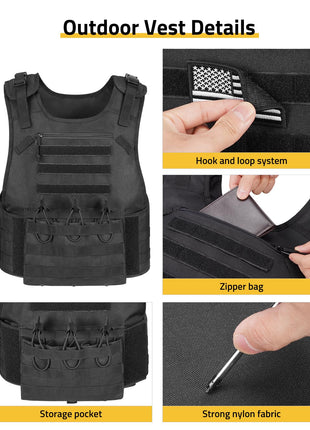 CVLIFE Adjustable Vest featuring outdoor vest details hook and loop system zipper bag