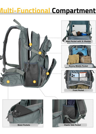 CVLIFE Water Backpack featuring multi-functional compartments in grey