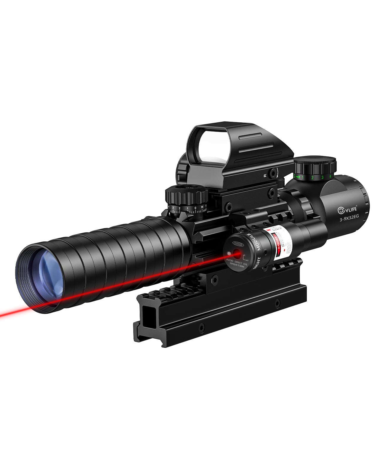 3-10x42 Red Laser Riflescope Sight Telescopic Optics Reflex Rifle Scope  Airsoft